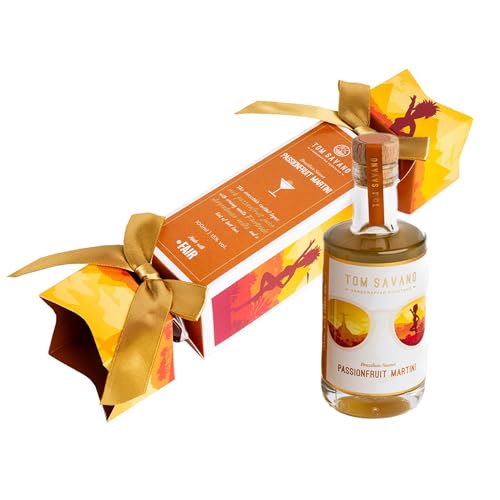 Tom Savano Artisan Cocktails | Passionfruit Martini Christmas Cocktail Cracker | Passionfruit Juice with Creamy Vodka, Vanilla and Lime | Festive Gift Box | Contains 1 x 100ml Mini Bottle