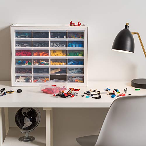 Iris Usa 24 Drawer Stackable Storage Cabinet For Hardware Crafts And Toys, 19.5-Inch W X 7-Inch D X 15.5-Inch H, White - Small Brick Organizer Utility Chest, Scrapbook Art Hobby Multiple Compartment #TOP4