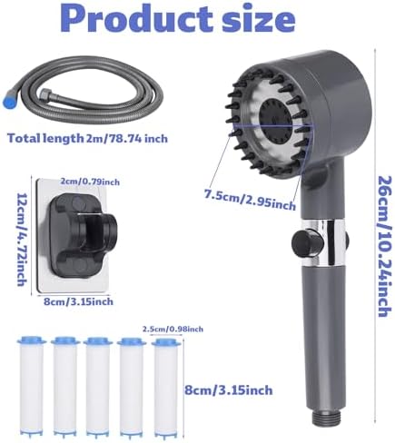 Ion Drops Filtrée à Eau de Bras Poignet à Haute Pression avec Filtrer de 2m & 5 Bouts de Filtre & Support sans Onglet