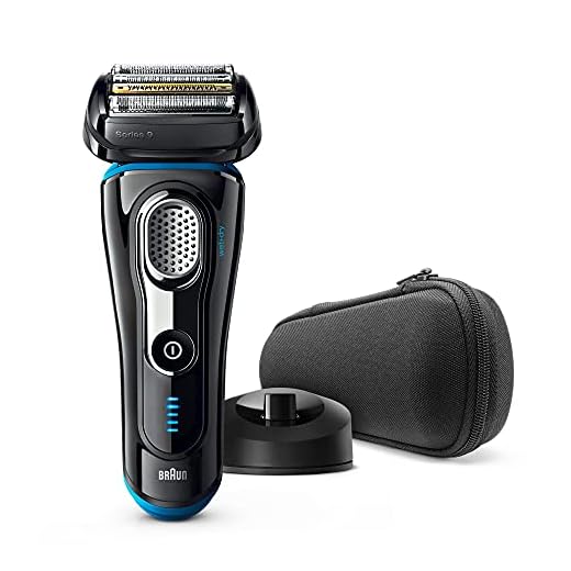 Braun Serie 9 9240-tal elektrisk folie rakapparat, våt och torr, pop up-precisionstrimmer, laddningsbar och trådlös rakhyvel med laddningsstativ och resefodral – svart/blå