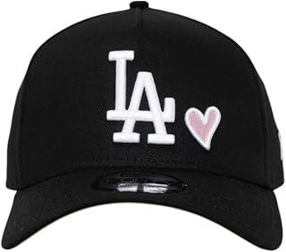 [新时代] 帽子 LA NY 洋基队 道奇队 MLB 9FORTY 黑色 粉色 心形 子母扣 帽子 吊带 BLACK PINK [平行进口商品], 黑色, 自由尺码