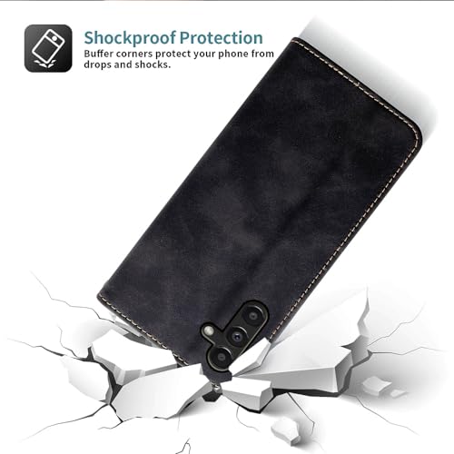 Nouxwerx Capa carteira para Samsung Galaxy A14 5G com zíper para cartão de crédito, capa de telefone