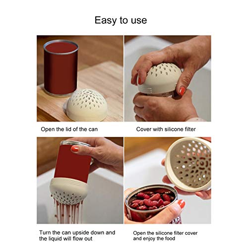 3Pcs Mini Colander Multi Purpose Silicone Can Filter Cover Strainer Kitchen Gadget Gray White Green for Kitchens Parties - immagine 4