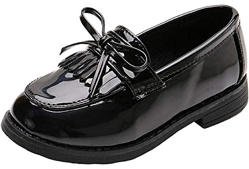 Girls Patent Leather Slip-On Penny Loafers Oxford Flats School Uniform Dress Shoes