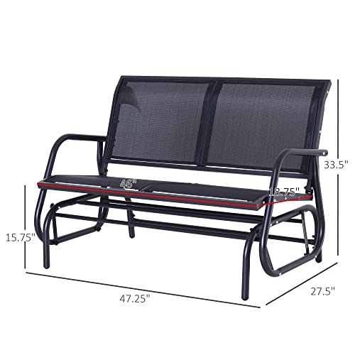 Outsunny 2-Person Outdoor Glider Bench Patio Double Swing Rocking Chair Loveseat W/Power Coated Steel Frame For Backyard Garden Porch, Black #TOP2