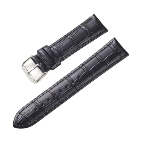 CongYi 本物の牛革ストラップ 18 ミリメートル 20 ミリメートル 22 ミリメートル 24 ミリメートルレトロ竹メンズビジネスウォッチトップ牛革時計バンド(Black,20mm)