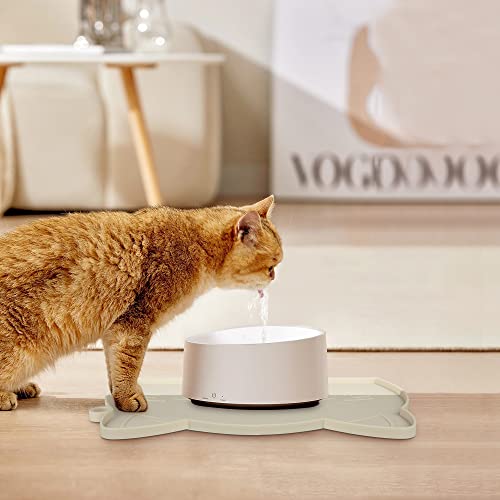 Coomazy Cat Food Mat, Thicker Dog Mat For Food And Water, Non-Slip Waterproof Silicone Mat For Floor, Dog Food Mat With Raised Edge Design To Prevent Food Spills And Water Runoff, Beige #TOP6
