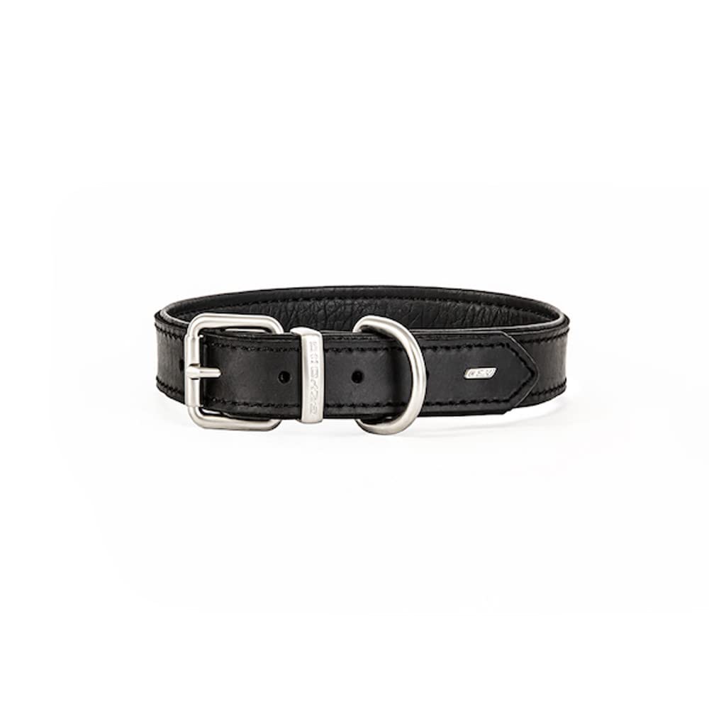 EzyDog Oxford Collier en cuir de qualité supérieure pour chiens de petite et grande taille en cuir naturel, réglable et rembourré (M, noir)
