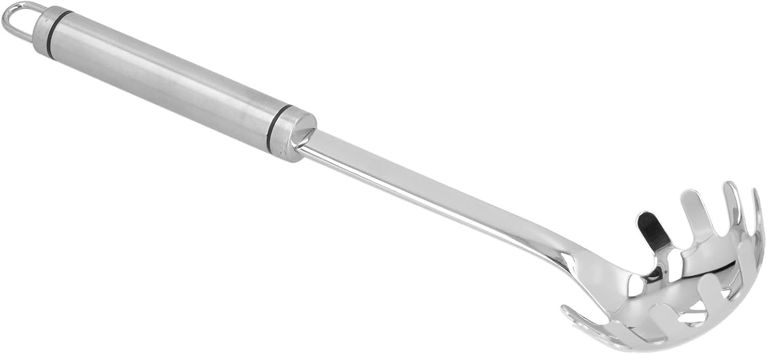 Kitchen Tongs,Spaghetti Spoon, Pasta Spoon with Teeth Pasta Spoon Comfortable Handle Stainless Steel Pasta Proof Strong for Home Office Camping