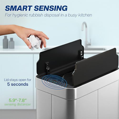 HOMCOM 13.2 Gallon (50 L) Sensor Trash Can with Soft-Close Lid, Automatic Touchless Motion Sensor Garbage Can with Fingerprint-Proof Stainless Steel for Kitchen Gym Home Office — view 2