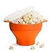Produktbild Popcornschüssel aus Silikon,zusammenklappbar,mit Deckel und Griffen Silikon-Popcorn-Hersteller,für die Mikrowelle geeignet (Orange)