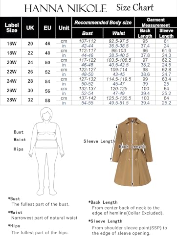 Damenmantel Hanna Nikole für große Größen – Winter Zweireihiger Trenchcoat