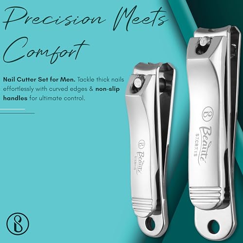 Beauté Secrets Professional Nail Cutter Set for Men, Includes Cuticle Cutter, Finger & Toe Clipper Set Designed for Thick Nails, Comfortable Non-Slip Handle, Reduces Spread of... - Image 2