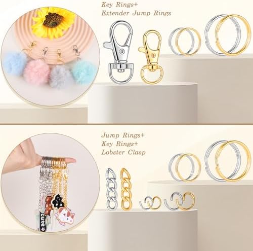 1130피스 키체인 제작 키트 점프 링 주얼리 DIY 용품 골드/실버 — 사진 4