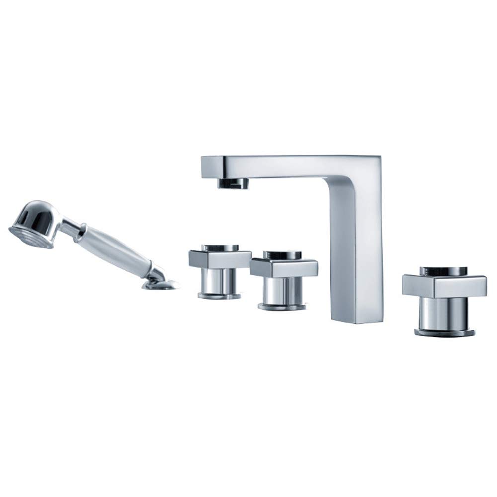 Douche à main et mitigeur de baignoire en laiton à 5 trous