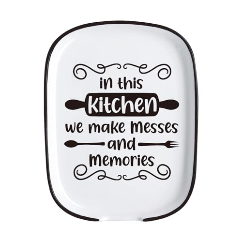 in This Kitchen Ceramic Spoon Rest for Kitchen Stove, Heat Resistant Large Spoon Holder for Kitchen Counter Cooking Utensil Rest for Chef, Dad, Mom, Friend New House Housewarming Farmhouse Gifts