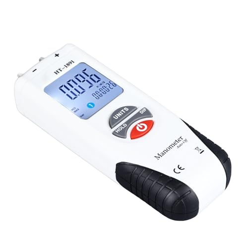 Digital Manometer, Dual Port Manometer 0.01kPa Resolution Multifunctional Backlit LCD Display ABS and Silicone High Accuracy for Blower Pressure