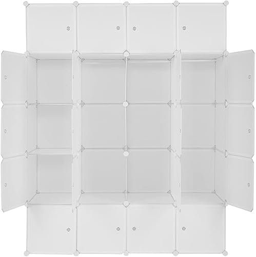 Miniatura 8 de MENGK20 Cube Organizer Stackable Plastic Cube Storage Shelves Design Multifunctional Modular Closet Cabinet with Hanging Rod White