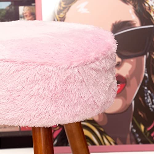 Capa Para Puff Pé Palito Redondo Pelo Curto Rosa banqueta banco banquinho