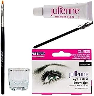 New Julienne Eyelash Eyebrow Tinting Kit Dye Midnight black Brush Tint Dish