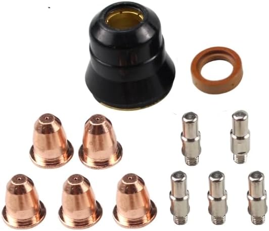 12Pcs Plasma Cutter S45 Torch Consumables Kit PR0106 Long Electrode PD0103 Long Tip Gas Diffuser PE0106 Nozzle Cup QIANGHAN (0.9mm)