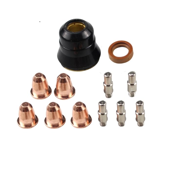 12Pcs Plasma Cutter S45 Torch Consumables Kit PR0106 Long Electrode PD0103 Long Tip Gas Diffuser PE0106 Nozzle Cup QIANGHAN (0.9mm)