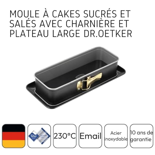 Miniatura 4 de Dr. Oetker Molde Bizcocho Rectangular, Desmontable Con Base Esmaltada Con Revestimiento Antiadherente De Cuidada Calidad, Ca. 1400 Ml, 30 X 11 X 7 Cm, 1 Unidad