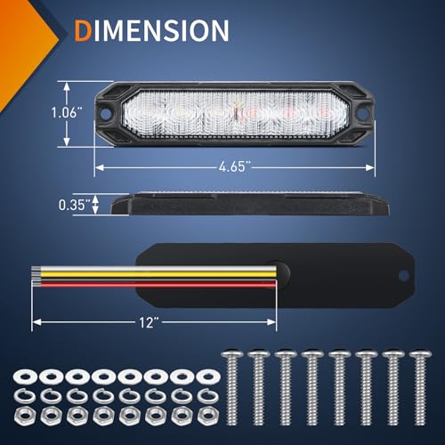Image of Nilight 6 LED Emergency Strobe Lights 4PCS Red and White