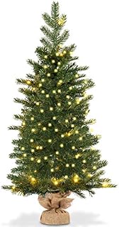 Goplus 3ft Artificial Christmas Tree Green Spruce Fir Tree with 50 LED Lights