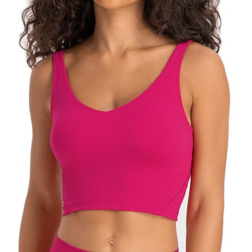 Image of Lemedy Women Sports Bra Longline Crop Tank Top Padded Workout Running Yoga