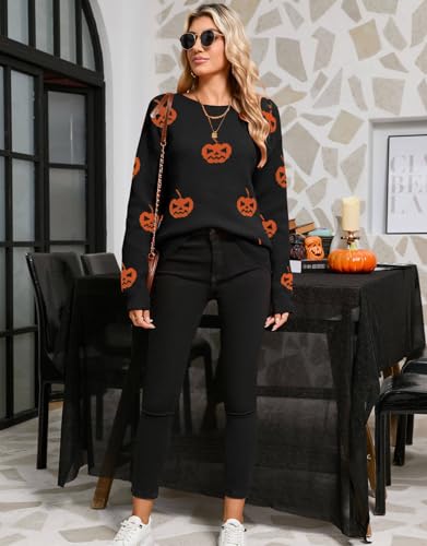 Image of Womens Cute Heart Sweater Crew Neck Long Sleeve Pullover Valentines Sweater