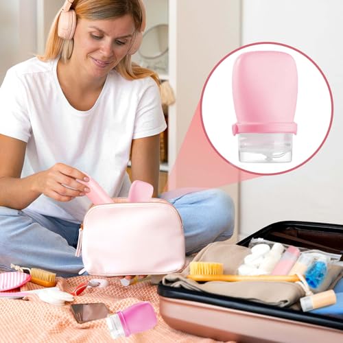 1 oz travel bottles leakproof silicone squeeze bottle mini travel size container for toiletries lotion shampoo and conditioner liquid salad dressing to go condiment tsa approved 4 pack