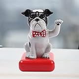 Solarbetriebener Schaukelhund, fröhlicher, liebenswerter Winkehund mit Schwingarm, Auto-Armaturenbrett, Wackelkopf-Dekoration, niedlicher Hund, schüttelndes Ornament, (Black White Dog)