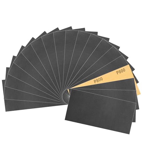 Sruhrak 93x230mm Papel de Lija Resistente al Agua, 30 Piezas de Lija para Uso en Húmedo y en Seco, Grano 800, para Trabajar la Madera, Desincrustar Metales y Preparar Superficies.