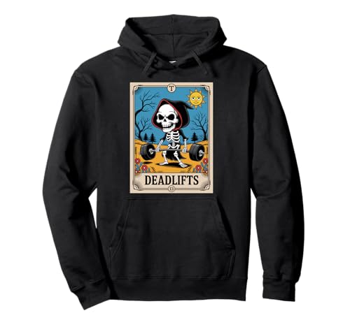 Divertida camiseta de entrenamiento con tarjeta de tarot de esqueleto The Deadlifter Sudadera con Capucha