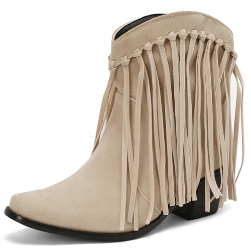 Bottes western frange femme bout pointu bottines bottes de cheville