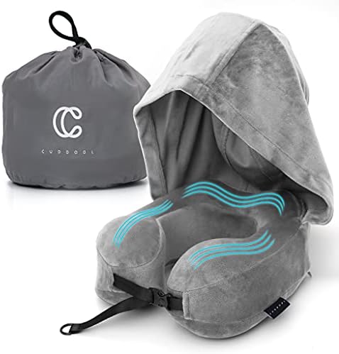 Cuddool Hoodie Travel Pillow Memory Foam Neck Pillow Head Chin Support Airplane, Car, Office & Home Sleep Rest Traveling Pillow(Gray,M)