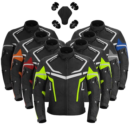 Vaster Moto Chaqueta de Moto para Hombre, Impermeable, Blindada, para Moto, Invierno, Verano, Textil, Cordura, Chaqueta de Carreras, Aprobada CE (EN 17092-4) (2XL, Verde)