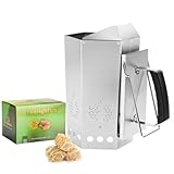 onlyfire Charcoal Chimney Starter with 50PCS Charcoal Starter,BBQ Fire Starter for Charcoal Grills Sturdy and Easy to Use Grill Tools