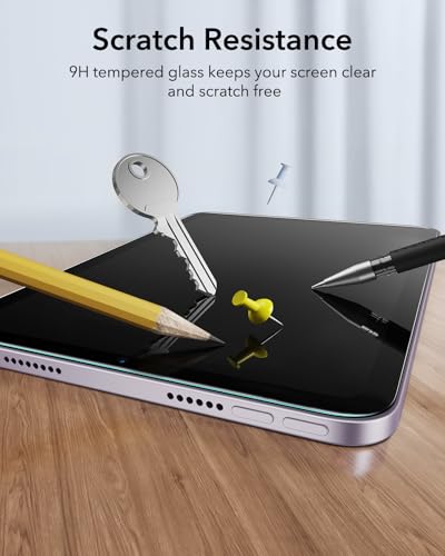 ESR 2 Stück, für iPad Mini 7 (A17 Pro, 2024)/Mini 6. Generation (2021) für Panzerglas, Schutzfolie mit UltraFit Ablage, 9H Härte, Kratzfest, HD-Klarheit, Blasenfrei, Pencil (USB-C)/Pro Unterstützung