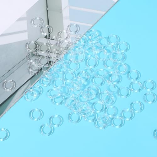100 Stück Raffgardinenringe Raffrollo Vorhang Ringe Durchsichtige Römische Vorhang Ringe Transparente O-Ringe Vorhangringe Kunststoff Gardinenringe (13 mm Außen, 8 mm Innen Durchmesser)