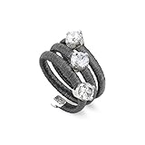  Nomination Dreifacher Ring Flair mit 3 Cubic Zirkonia - schwarz Rhodium