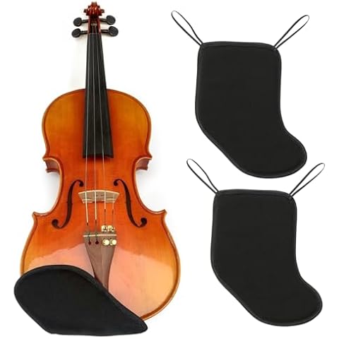 Eco Joy 2PK Violin Chin Rest (Padded) | Violin Shoulder Rest, Soft Cotton Sponge for Violin 4/4 Full Size & 3/4 | Chin Pad for Violin and Viola (Black, 2PK) Cover
