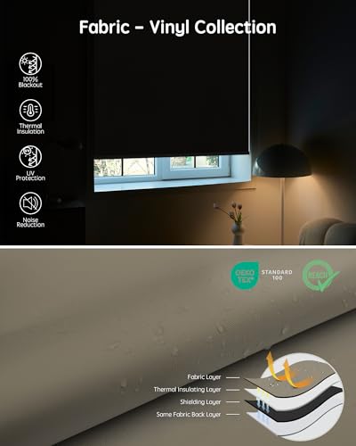 Yoolax Motorized Blinds with Remote, Blackout Smart Blinds for Windows Motorized Waterproof Roller Shades, Automatic Window Shades Work with Alexa Custom Size (Blackout-Vinyl Light Coffee) - Thumbnail 6