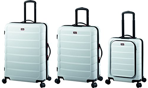 JSA 3er Set Reisetrolley Hartschalenkoffer Set aus ABS Kunststoff 4X 360° Leichtlaufrollen Koffer 72cm 184L Weiß Weiß XL Koffer