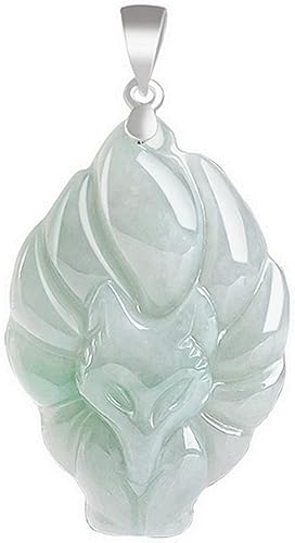 ONQendDv Necklaces for women,Natural Grade A Jade Jadeite Light green nine-taile
