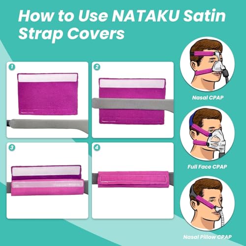 Image of NATAKU 8Pack Satin Strap Covers, Breathable Silk Strap Cushions for Mask Strap Headgear,Universal and Reusable Fleece Strap Comfort Pad, C Papa Accessories & Supplies for Reducing Red Mark(Rose +Pink)