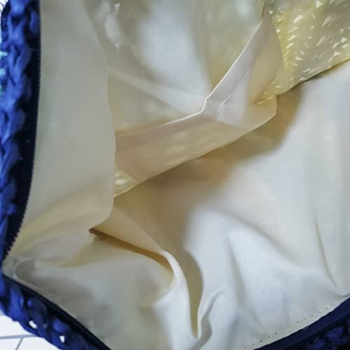 Bolso Tote grande de paja rayado para mujer miniatura 5