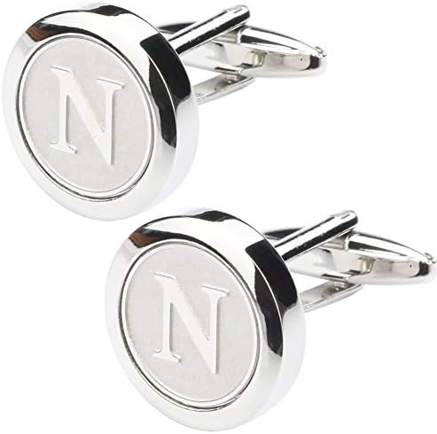 Mens Classic Stainless Steel Initial Cufflinks 26 Alphabet Initial Letter Cufflinks Business Shirts A-Z