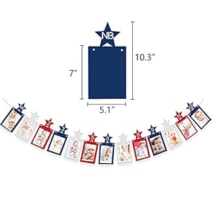 4th of July 12 Month Photo Banner 1st Birthday Party Decoration Newborn Milestone First Year Red White Blue Star Photo Prop